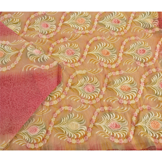 Sanskriti Vintage Bollywood Sarees Pure Georgette Silk Embroidered Sari Sustainable Fabric