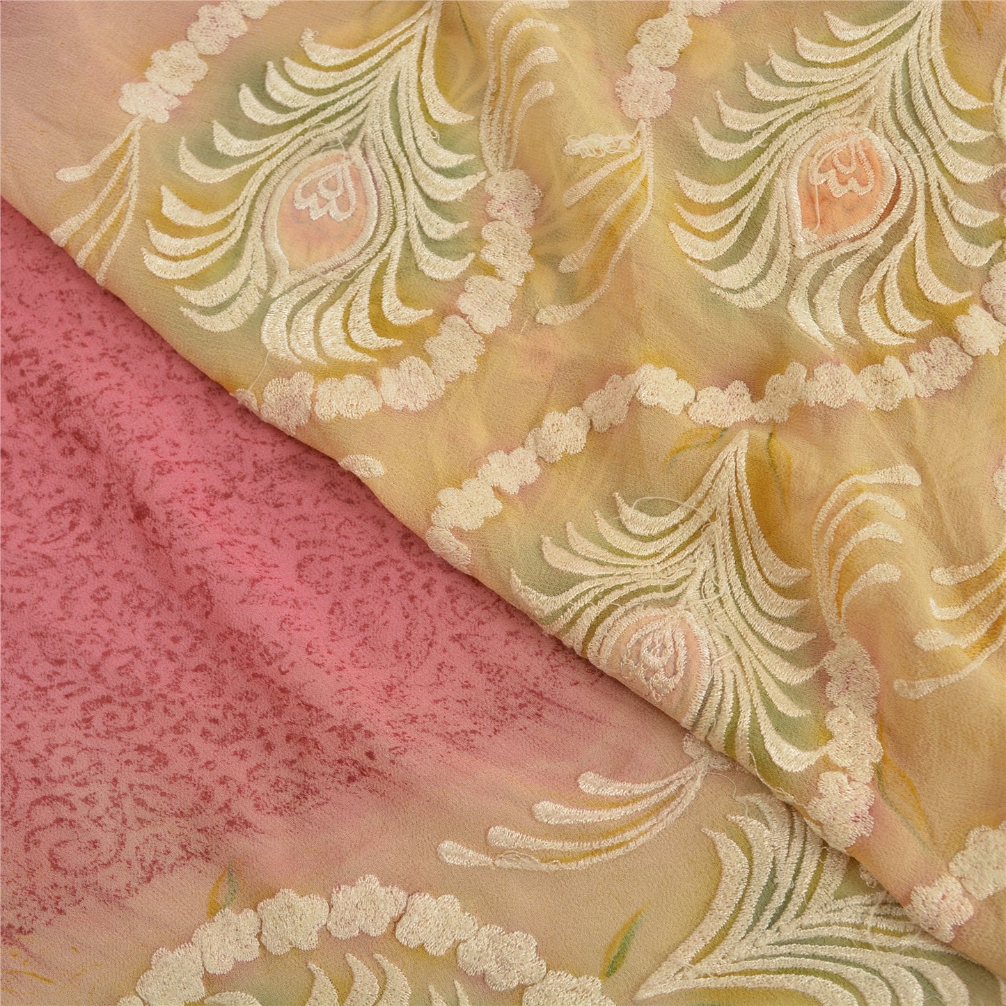 Санскритские винтажные болливудские сари из чистого шелка-жоржета с вышивкой из экологически чистой ткани