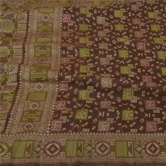 Sanskriti Vintage Brown Sarees 100% Pure Silk Woven Premium Sari Craft Sustainable Fabric