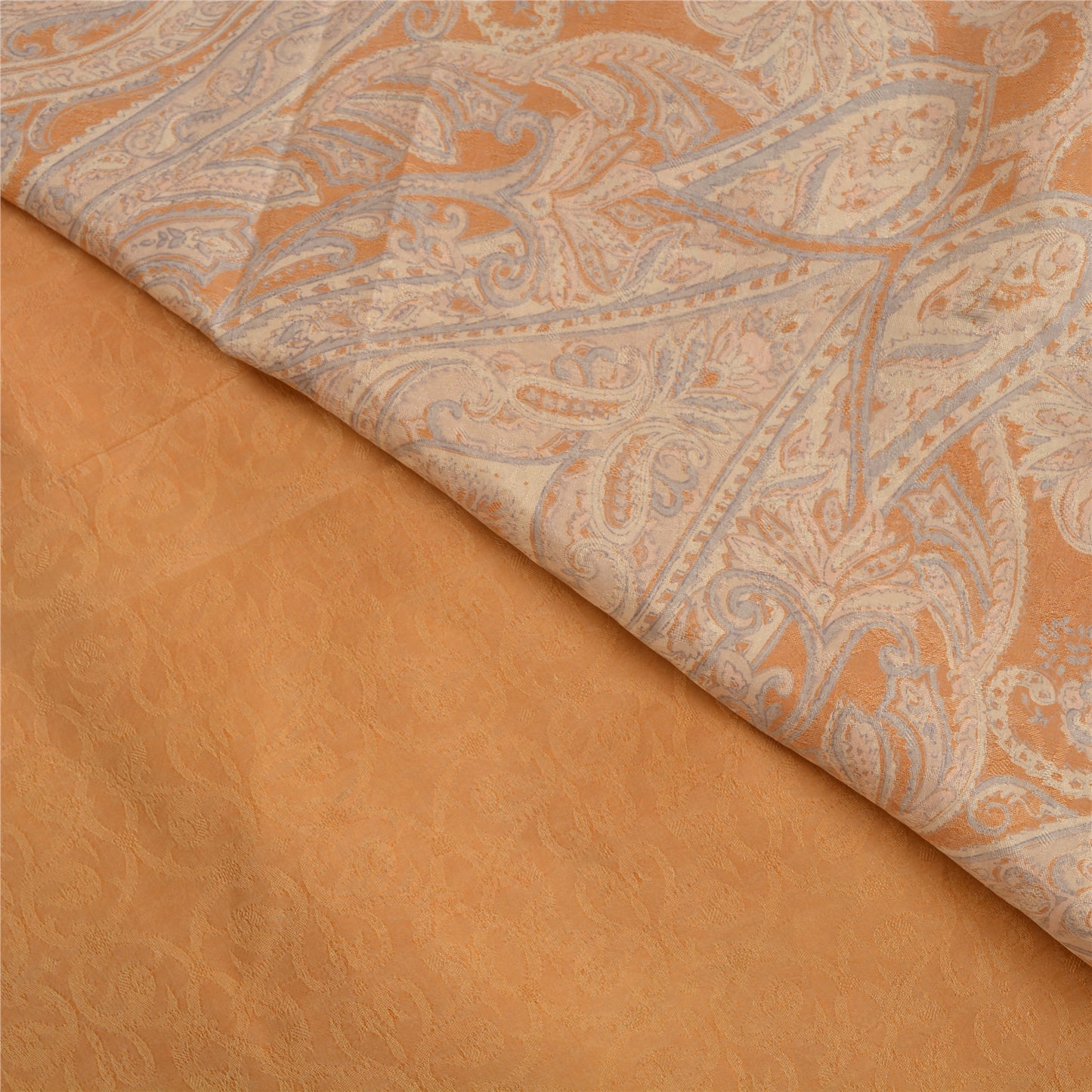 Sanskriti Vintage Orange Sarees 100% Pure Silk Woven Printed Craft Sari Sustainable Fabric