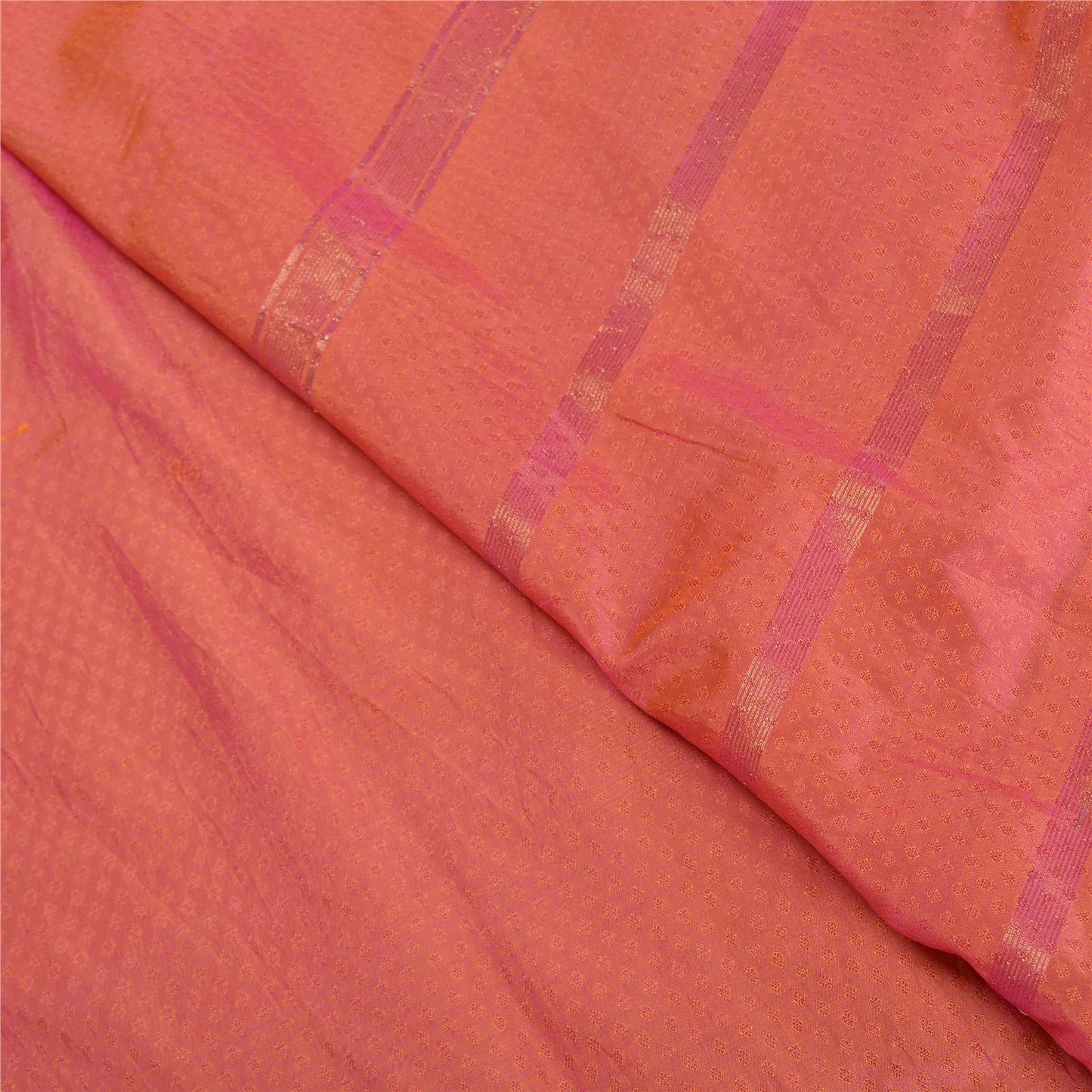 Sanskriti Vintage Pink Sarees Art Silk Woven Zari Premium Sari Craft 5 YD Sustainable Fabric