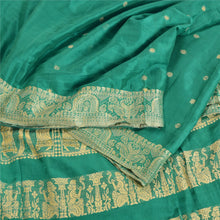 Load image into Gallery viewer, Sanskriti Vintage Rama Green Sarees Blend Silk Woven Baluchari Sari Craft Fabric
