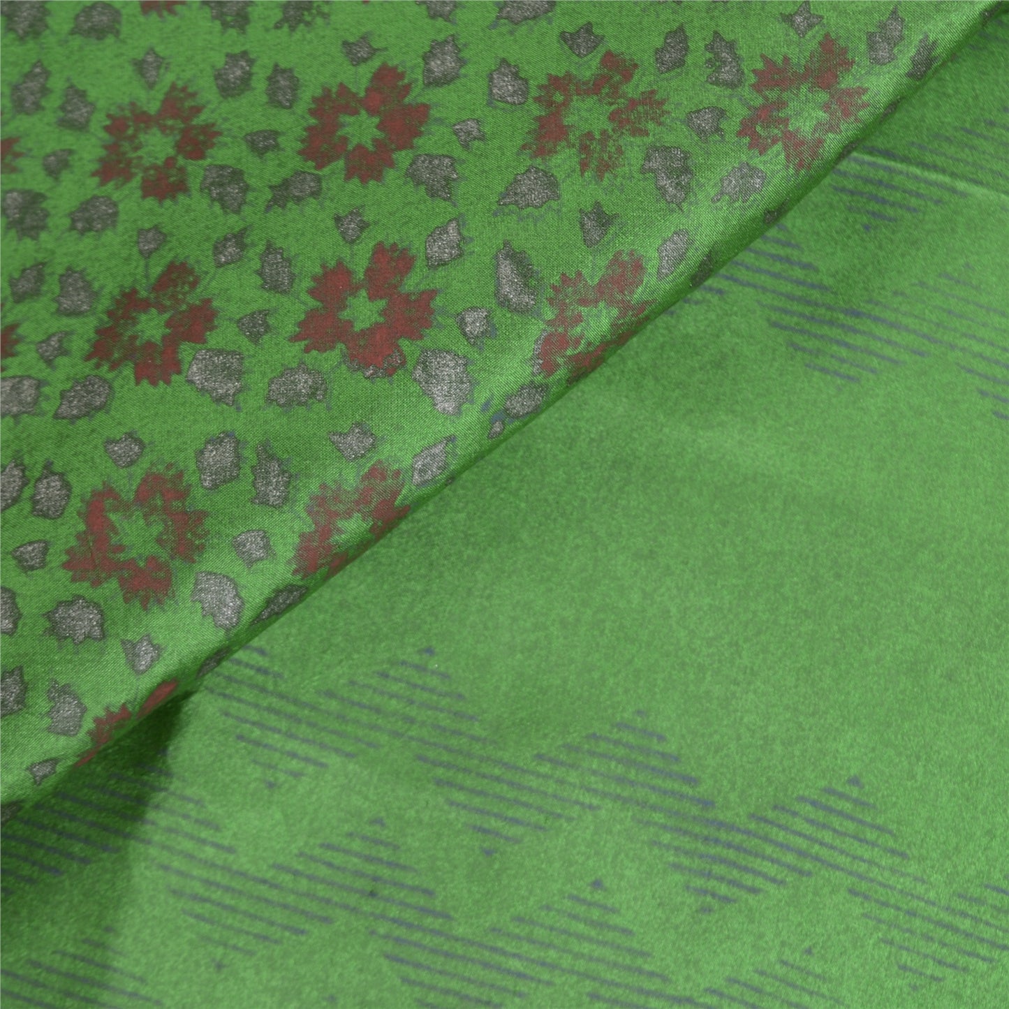 Sanskriti Vintage Green Sarees Pure Silk Hand-Block Print Zari Sari Sustainable Fabric