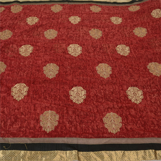 Sanskriti Vintage Bollywood Sarees Pure Georgette Red Embroidered Sari Sustainable Fabric