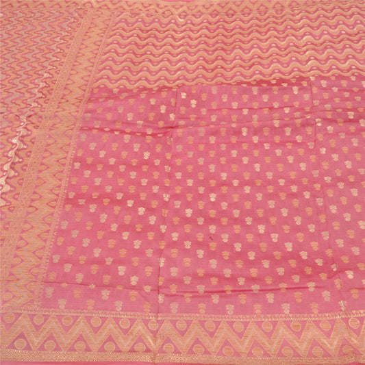 Sanskriti Vintage Pink Sarees 100% Pure Silk Woven Premium Sari Craft Sustainable Fabric