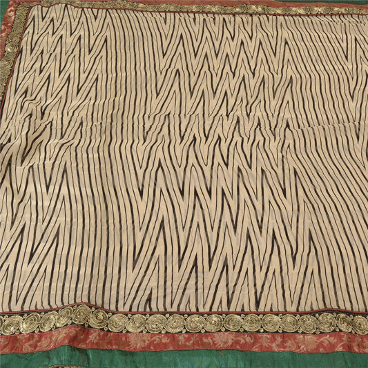 Sanskriti Vintage Peach Sarees Blend Georgette Embroidered Premium Sari Sustainable Fabric