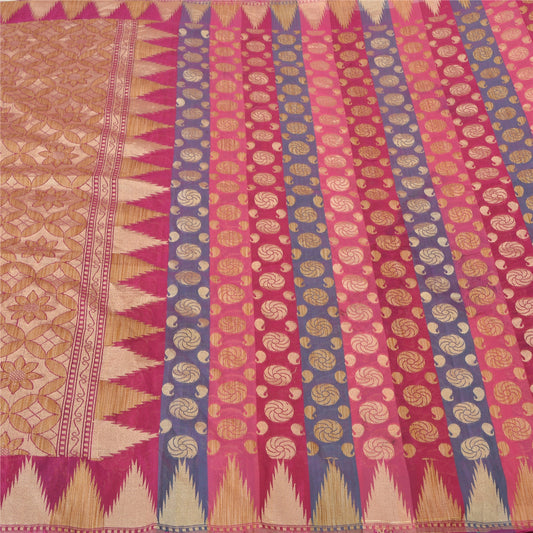 Sanskriti Vintage Magenta Indian Sarees Art Silk Woven Premium Sari Craft Sustainable Fabric