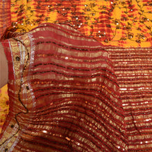 Load image into Gallery viewer, Sanskriti Vintage Red/Yellow Sarees Pure Georgette Beaded Leheria Sari Fabric
