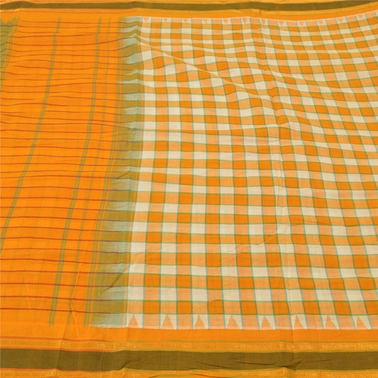 Сари из шафрана в винтажном стиле на санскрите из чистого хлопка, тканая ткань Chettinad Premium Sari, устойчивая ткань