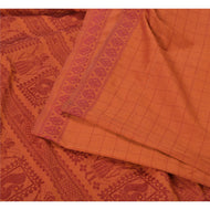 Sanskriti Vintage Orange Sarees Blend Silk Baluchari Woven Premium Sari Fabric