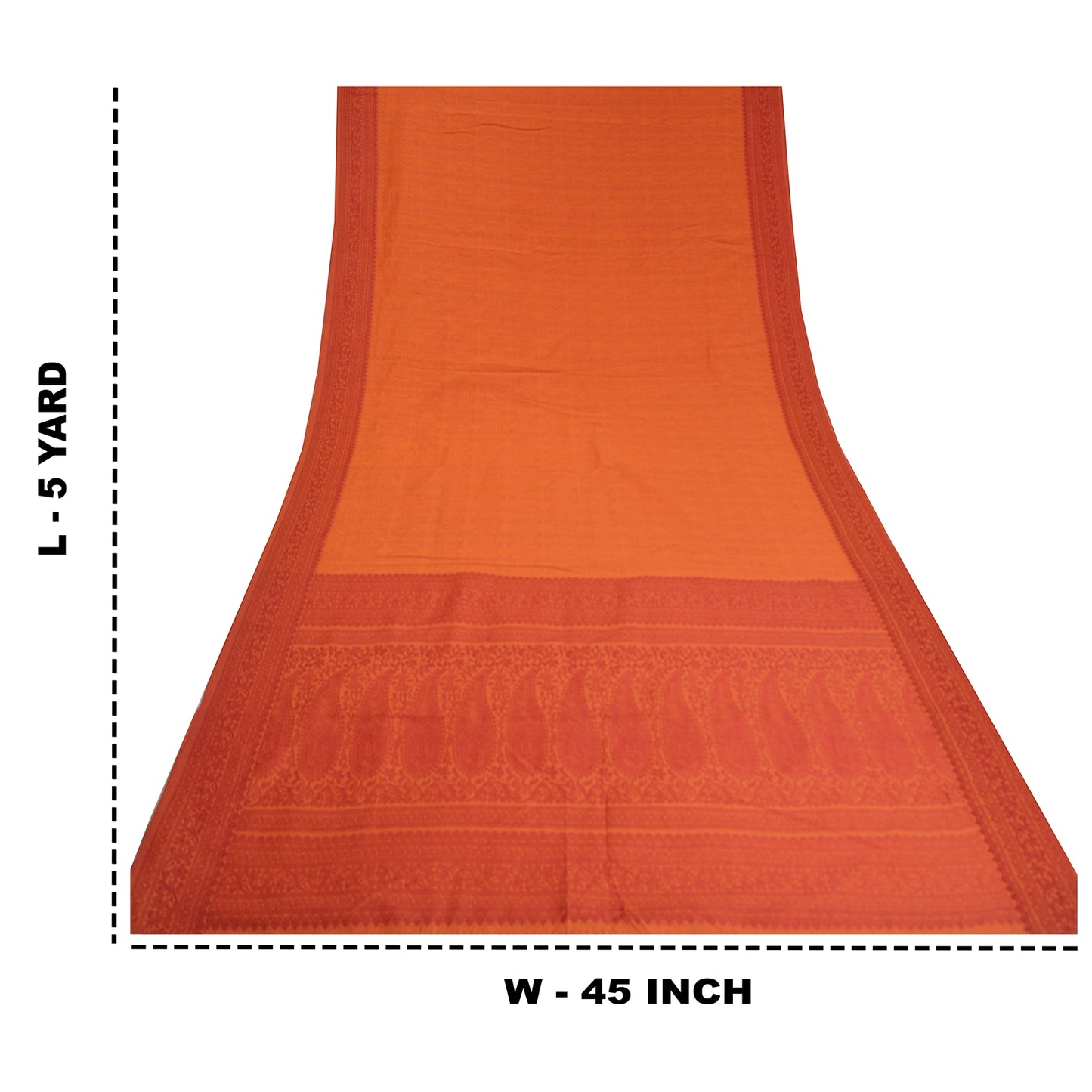 Sanskriti Vintage Orange Sarees Blend Silk Woven Premium Sari Craft 5 YD Sustainable Fabric