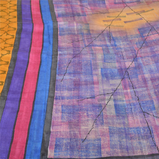 Sanskriti Vintage Multicolor Sarees 100% Pure Silk Block Printed Sari Sustainable Fabric