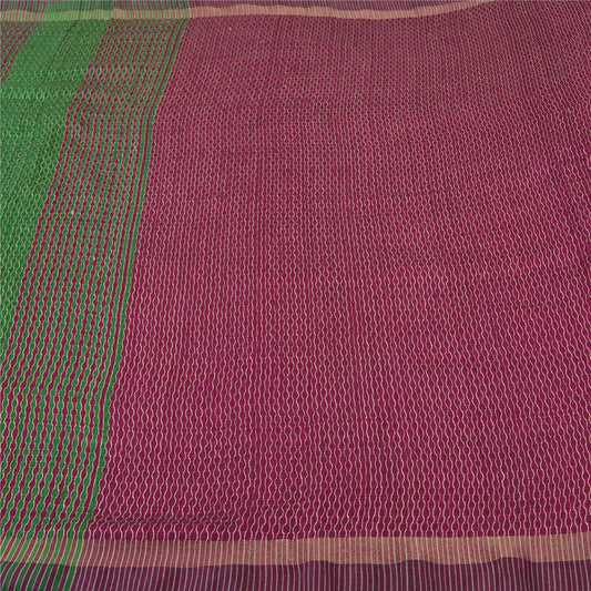 Sanskriti Vintage Purple/Green Sarees 100% Pure Silk Woven Premium Sari Sustainable Fabric