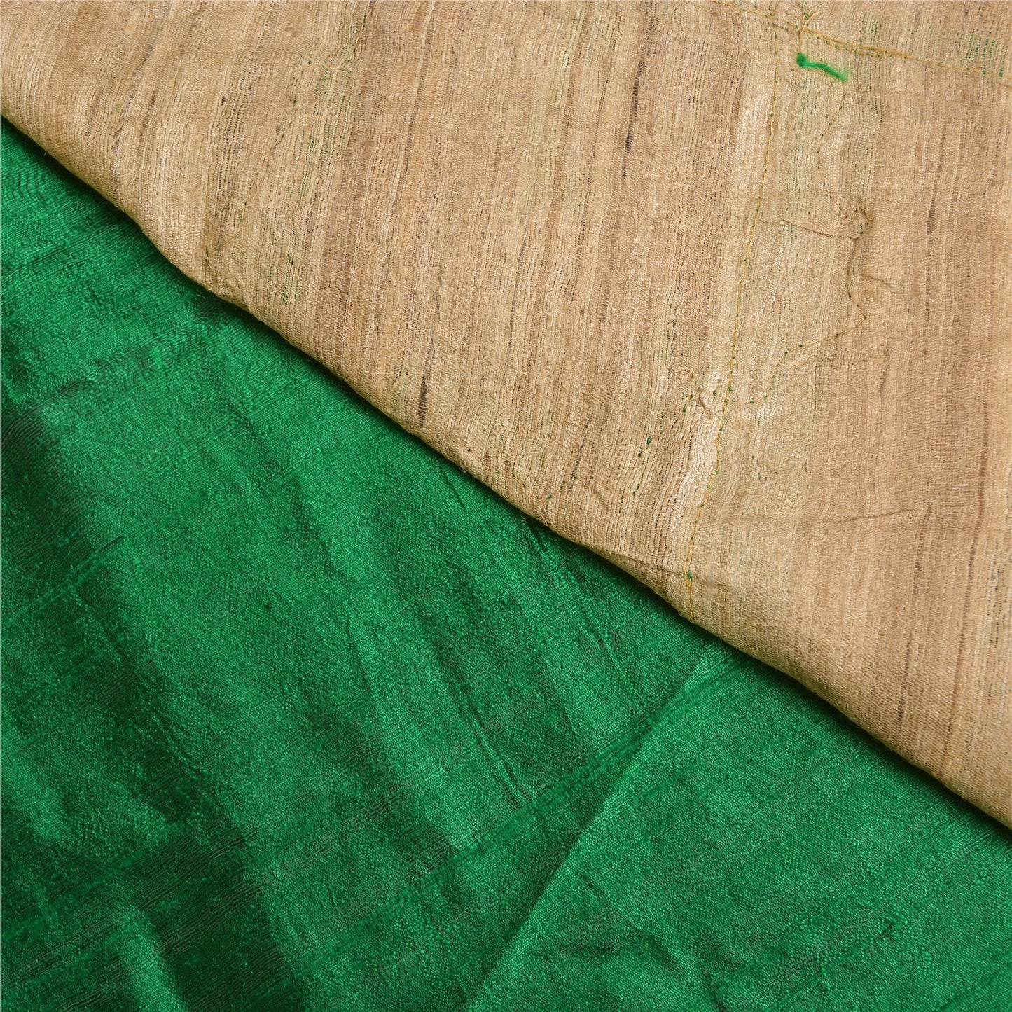 Sanskriti Vintage Elfenbens Sarees Ren Håndvævet Silke Broderet Sari Håndværk Bæredygtigt Stoff