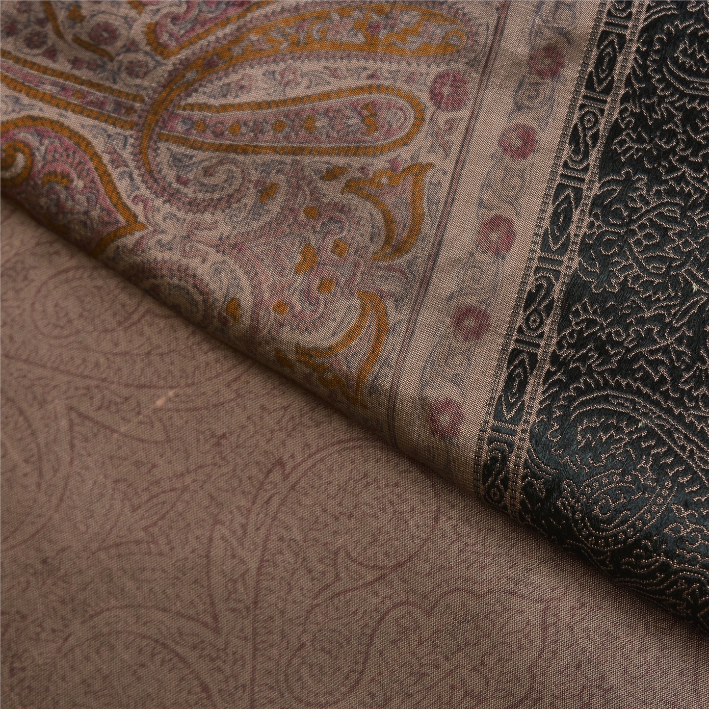 Sanskriti Vintage Brown Sarees Blend Silk Woven Block Print Premium Sari Sustainable Fabric