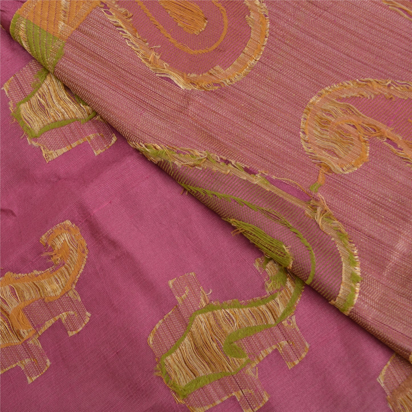 Sanskriti Vintage Mauve Indian Sarees 100% Pure Silk Woven Sari Craft Sustainable Fabric