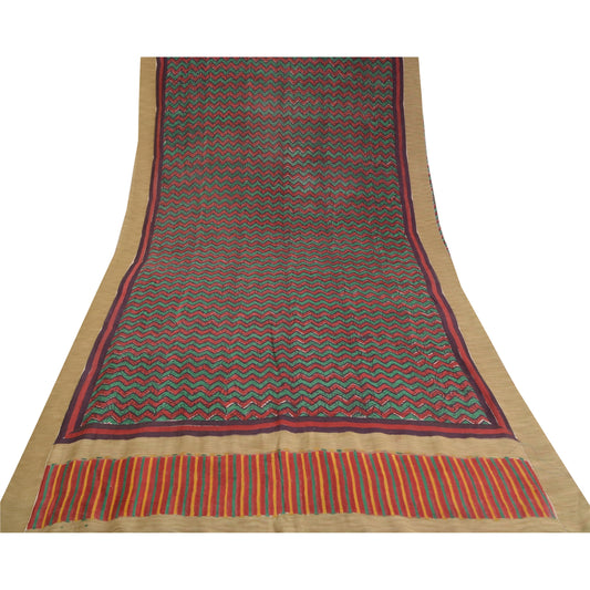 Sanskriti Vintage Multicolor Sarees Pure Cotton Block Printed Woven Sari Sustainable Fabric