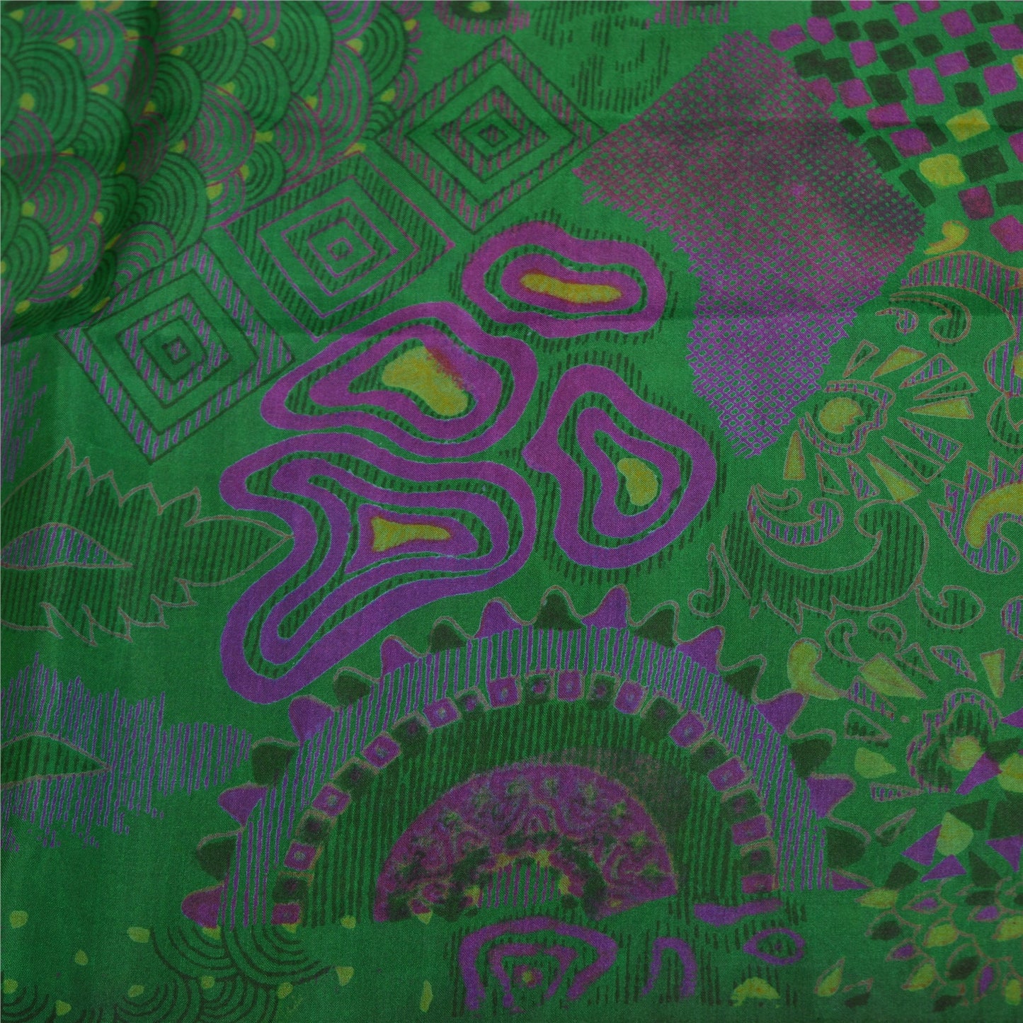 Sanskriti Vintage Pink/Green Sarees Pure Silk Woven Brocade/Banarasi Sari Sustainable Fabric