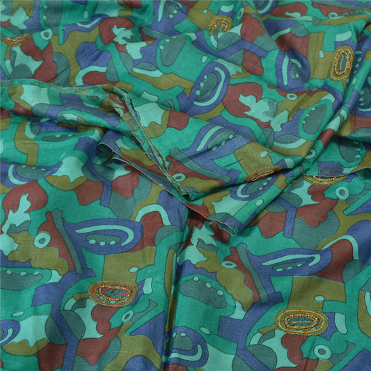 Sanskriti Vintage Multicolor Sarees 100% Pure Silk Hand Beaded Sari Craft Sustainable Fabric