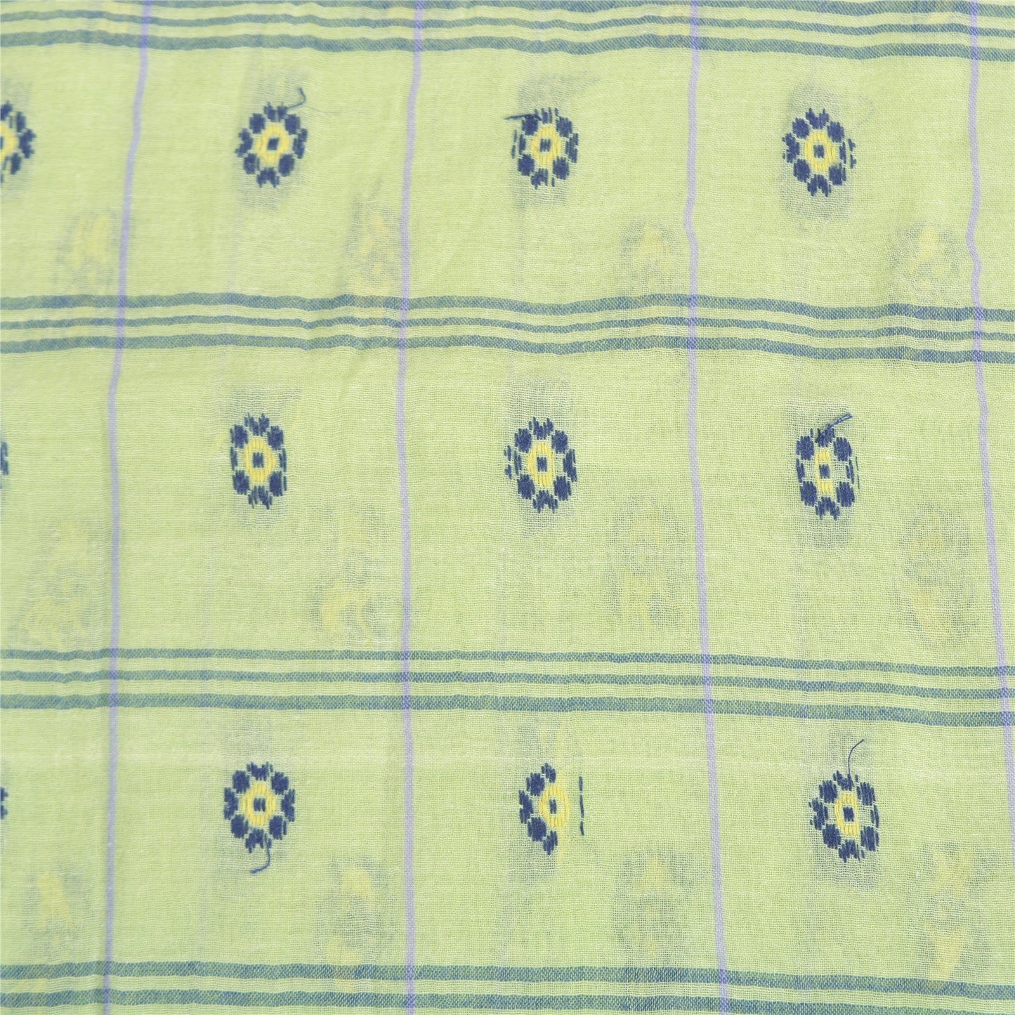 Sanskriti Vintage Green Sarees 100% Pure Cotton Woven Premium Sari Craft Sustainable Fabric