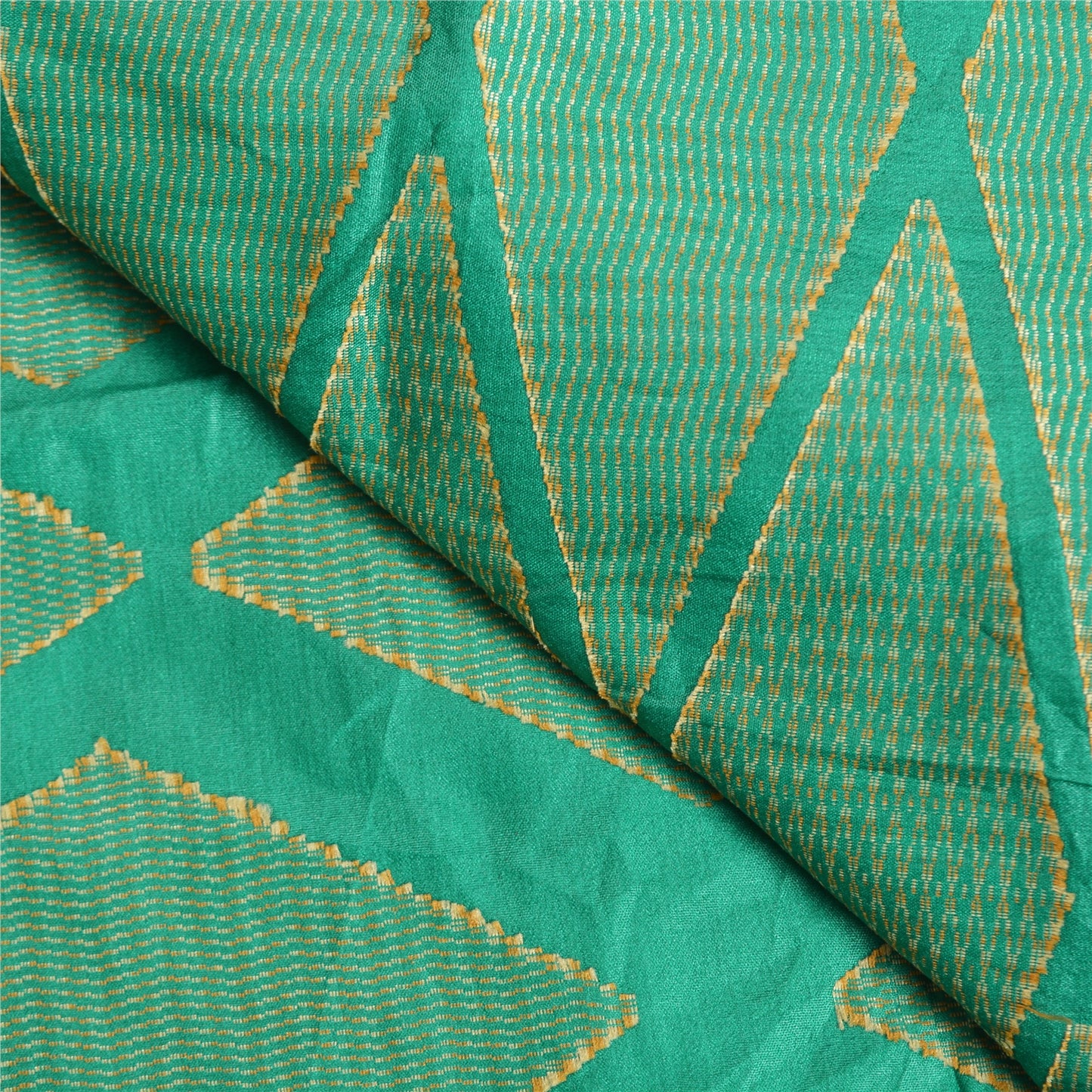 Sanskriti Vintage Green Indian Sarees 100% Pure Silk Woven Sari 5 YD Sustainable Fabric