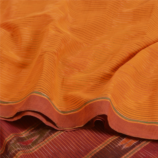 Sanskriti Vintage Saree Yellow Odisha Hand Woven Ikat Pure Cotton Sari Sustainable Fabric