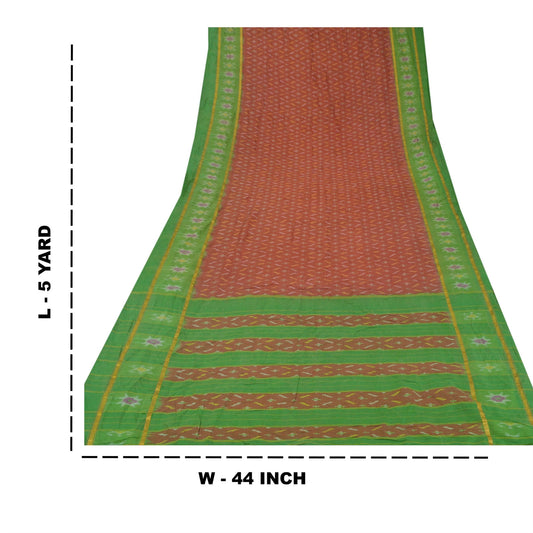 Sanskriti Vintage mørkerøde sarees 100 % ren silkevævet Patola Ikat Bæredygtigt stof Sari
