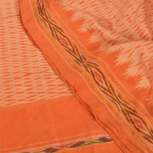 Sanskriti Vintage Saffron Sarees 100 % ren silkevævet Patola Ikat Bæredygtigt stof Sari