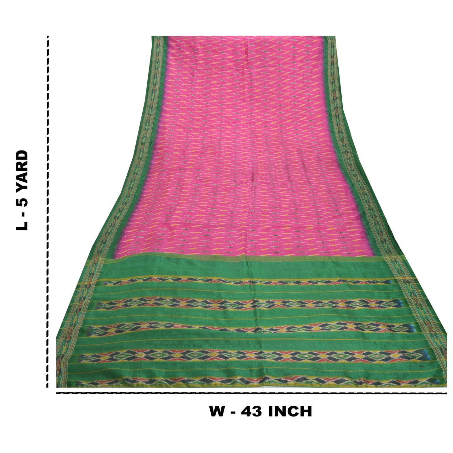 Sanskriti Vintage Pink Pochampally Ikat Sarees Handwoven Pure Silk Sari Sustainable Fabric