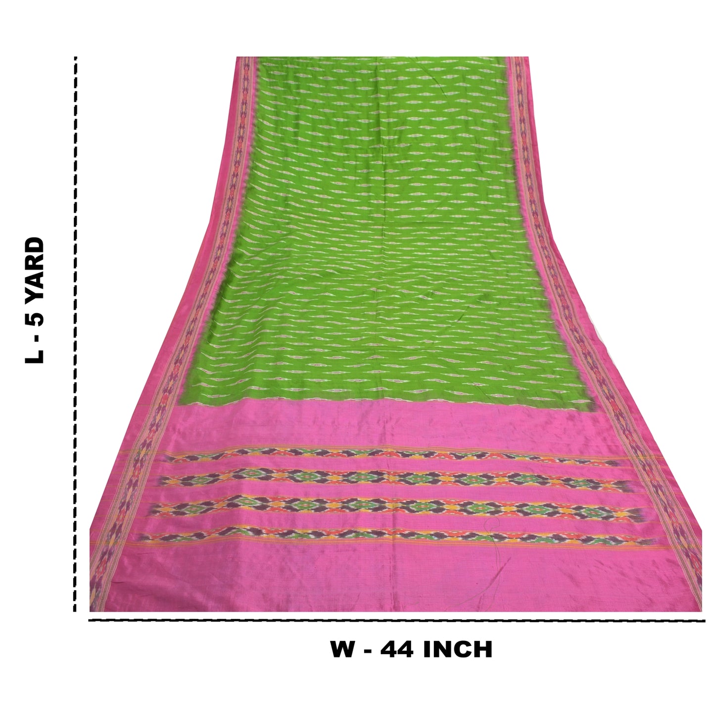 Sanskriti Vintage Pochampally Ikat Sarees Handwoven Pure Silk Green Sari Sustainable Fabric