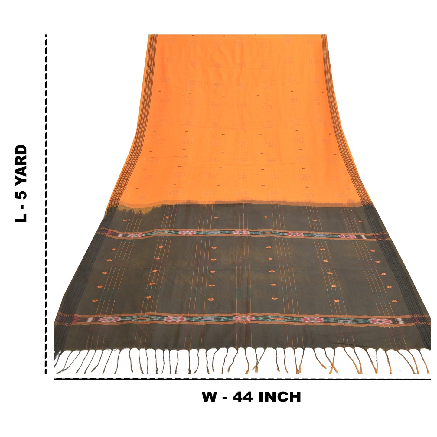 Sanskriti Vintage Sambalpuri Ikat Sarees Handwoven Blend Cotton Sari 5 YD Sustainable Fabric