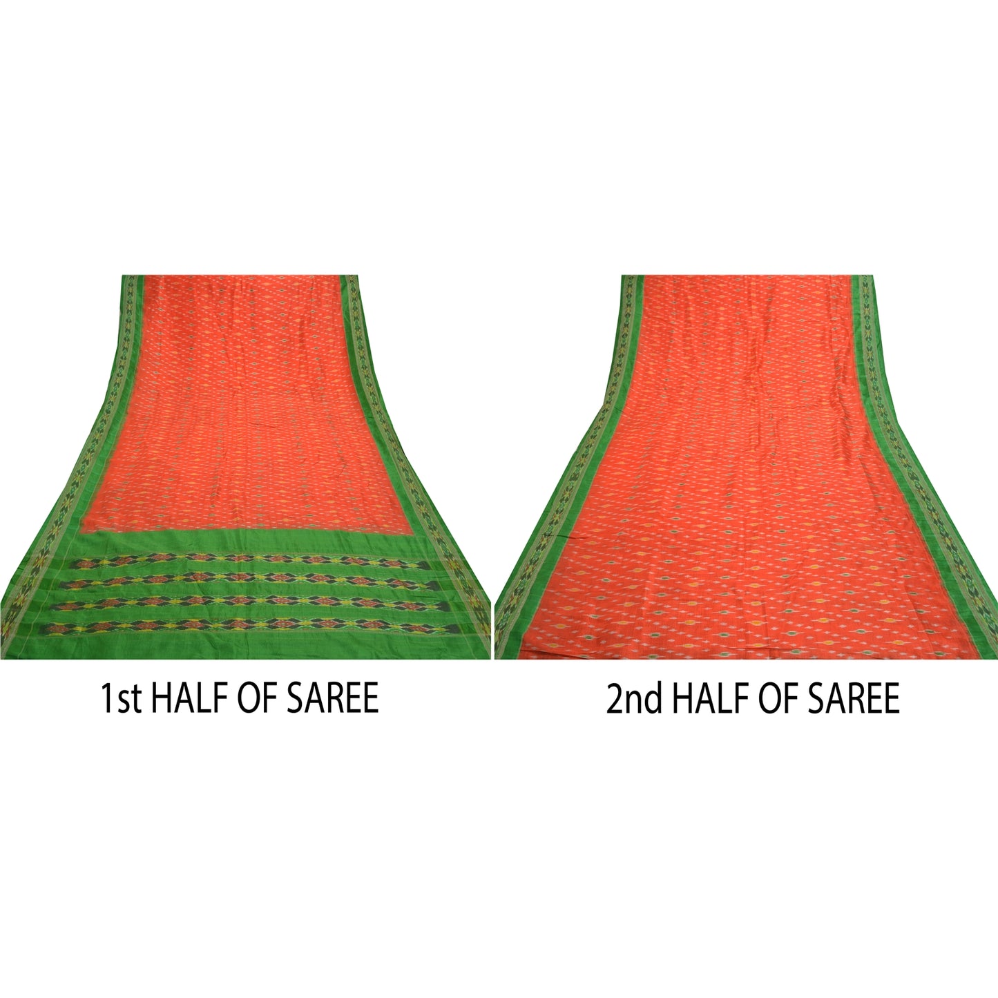 Sanskriti Vintage Pochampally Hand Woven Ikat Sarees Pure Silk Sari Craft Sustainable Fabric