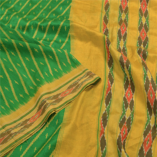 Sanskriti Vintage Pochampally Håndvævet Ikat Sarees Pure Silk Sari Craft Bæredygtigt stof