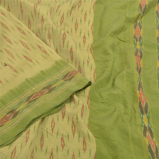 Sanskriti Vintage Pochampally Håndvævet Ikat Sarees Pure Silk Sari Craft Bæredygtigt stof