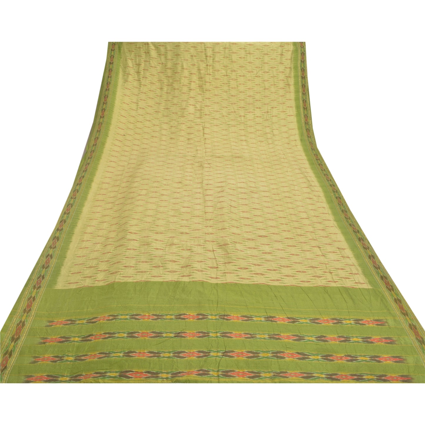 Sanskriti Vintage Pochampally Håndvævet Ikat Sarees Pure Silk Sari Craft Bæredygtigt stof
