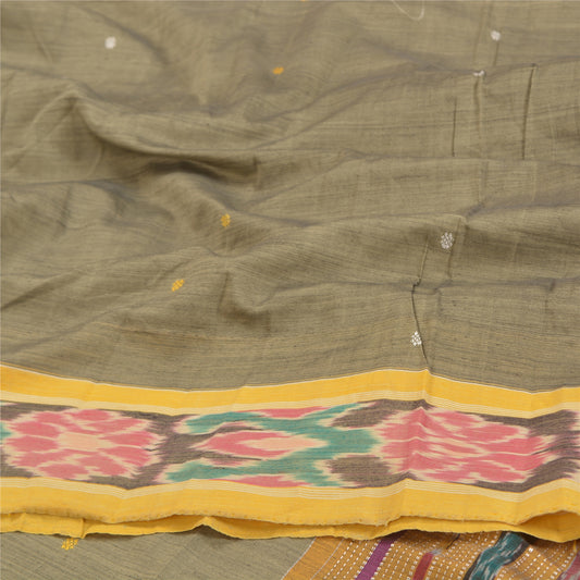 Sanskriti Vintage Pochampally Hand Woven Ikat Sarees Blend Cotton Sari Sustainable Fabric