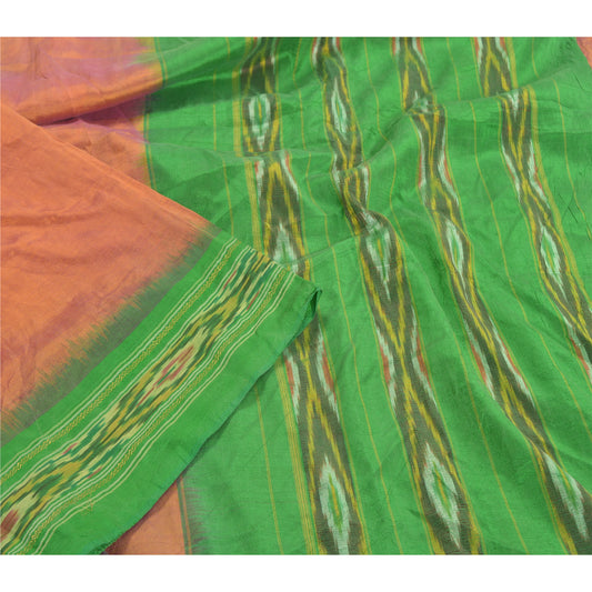 Sanskriti Vintage Pochampally Sarees Hand Woven Ikat Pure Silk Sari Craft Sustainable Fabric