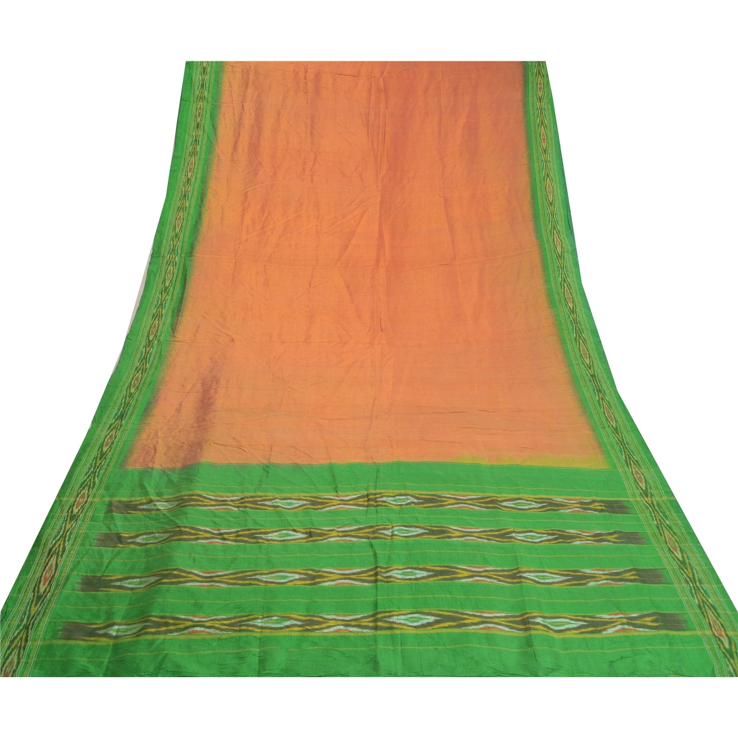 Sanskriti Vintage Pochampally Sarees Hand Woven Ikat Pure Silk Sari Craft Sustainable Fabric