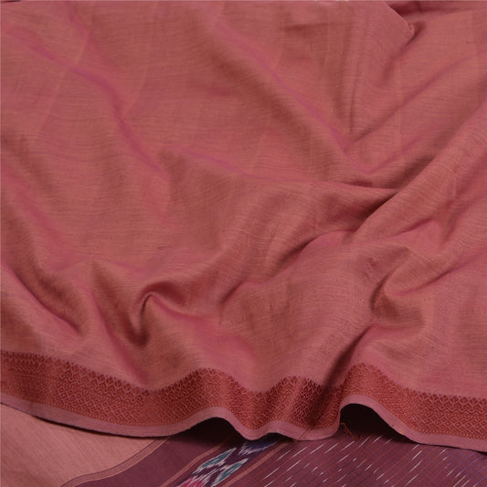 Sanskriti Vintage Saree Mauve Sambhalpuri HandWoven Ikat Pure Cotton Sari Sustainable Fabric
