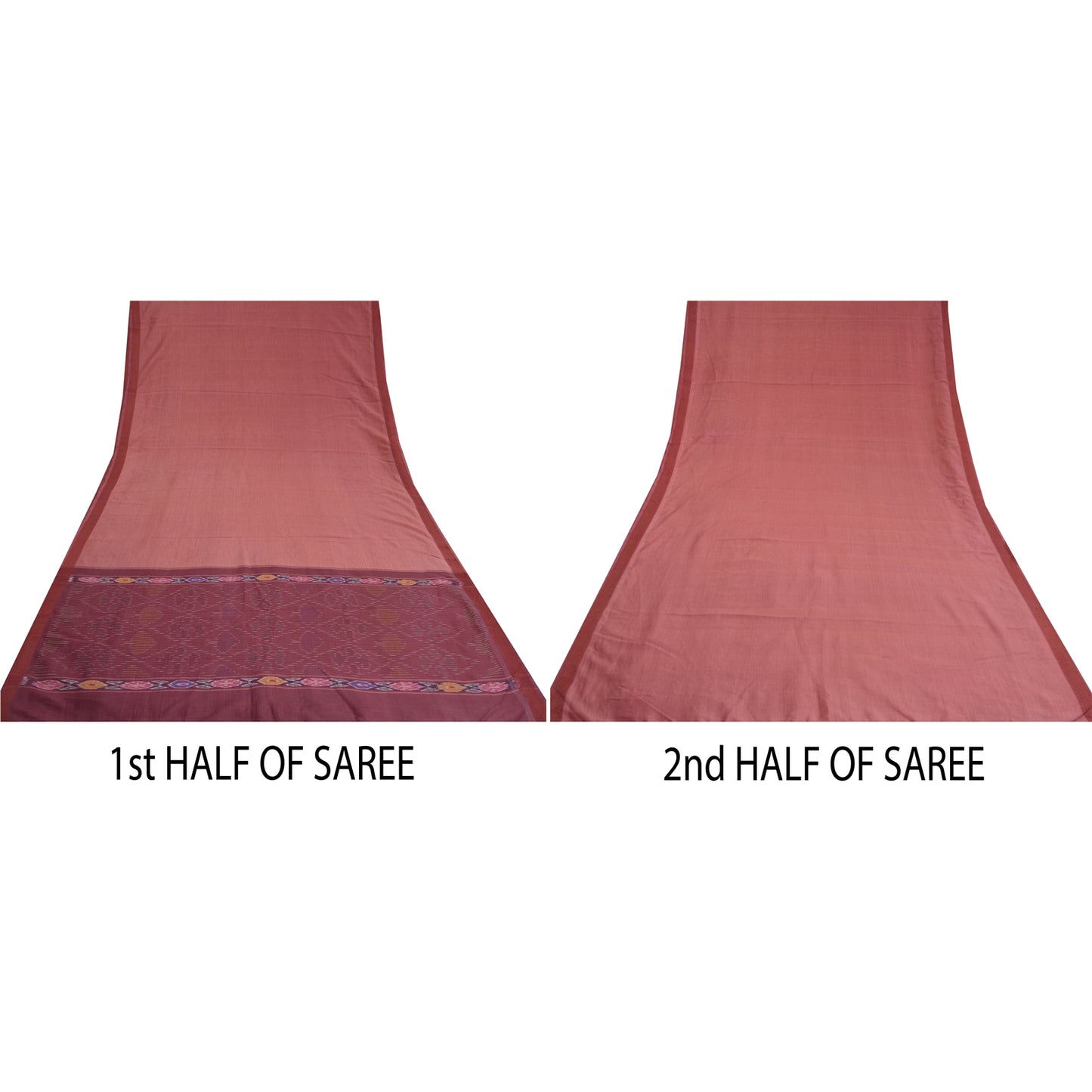 Sanskriti Vintage Saree Mauve Sambhalpuri HandWoven Ikat Pure Cotton Sari Sustainable Fabric