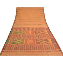 Load image into Gallery viewer, Sanskriti Vintage Saree Peach Sambhalpuri HandWoven Ikat Pure Cotton Sari Fabric
