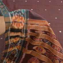Load image into Gallery viewer, Sanskriti Vintage Saree Dark Red Odisha Hand Woven Ikat Blend Cotton Sari Fabric
