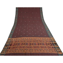 Load image into Gallery viewer, Sanskriti Vintage Saree Dark Red Odisha Hand Woven Ikat Blend Cotton Sari Fabric
