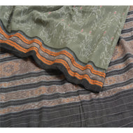 Sanskriti Vintage Saree Green Odisha Hand Woven Ikat Pure Cotton Sari 5yd Fabric