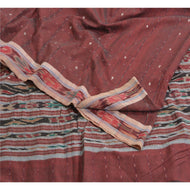 Sanskriti Vintage Saree Red Odisha Hand Woven Ikat Pure Cotton Sari 5yd Fabric