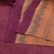 Load image into Gallery viewer, Sanskriti Vintage Sarees Peach/Purple Hand Woven Ikat Pure Silk Sari 5yd Fabric
