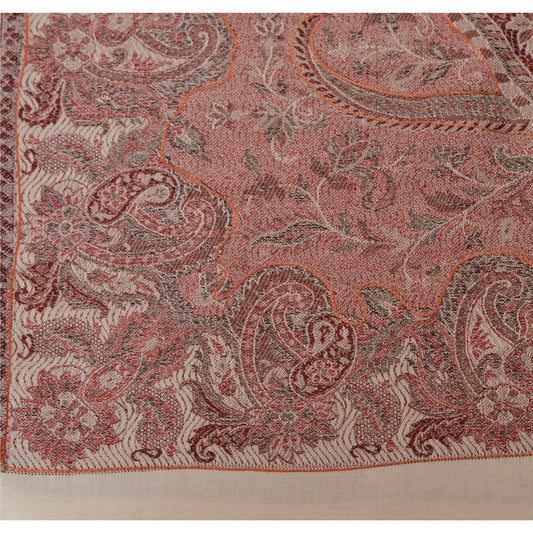 Sanskriti New Scarf Embroidered Woolen Indian Shawl White Woven Work Stole