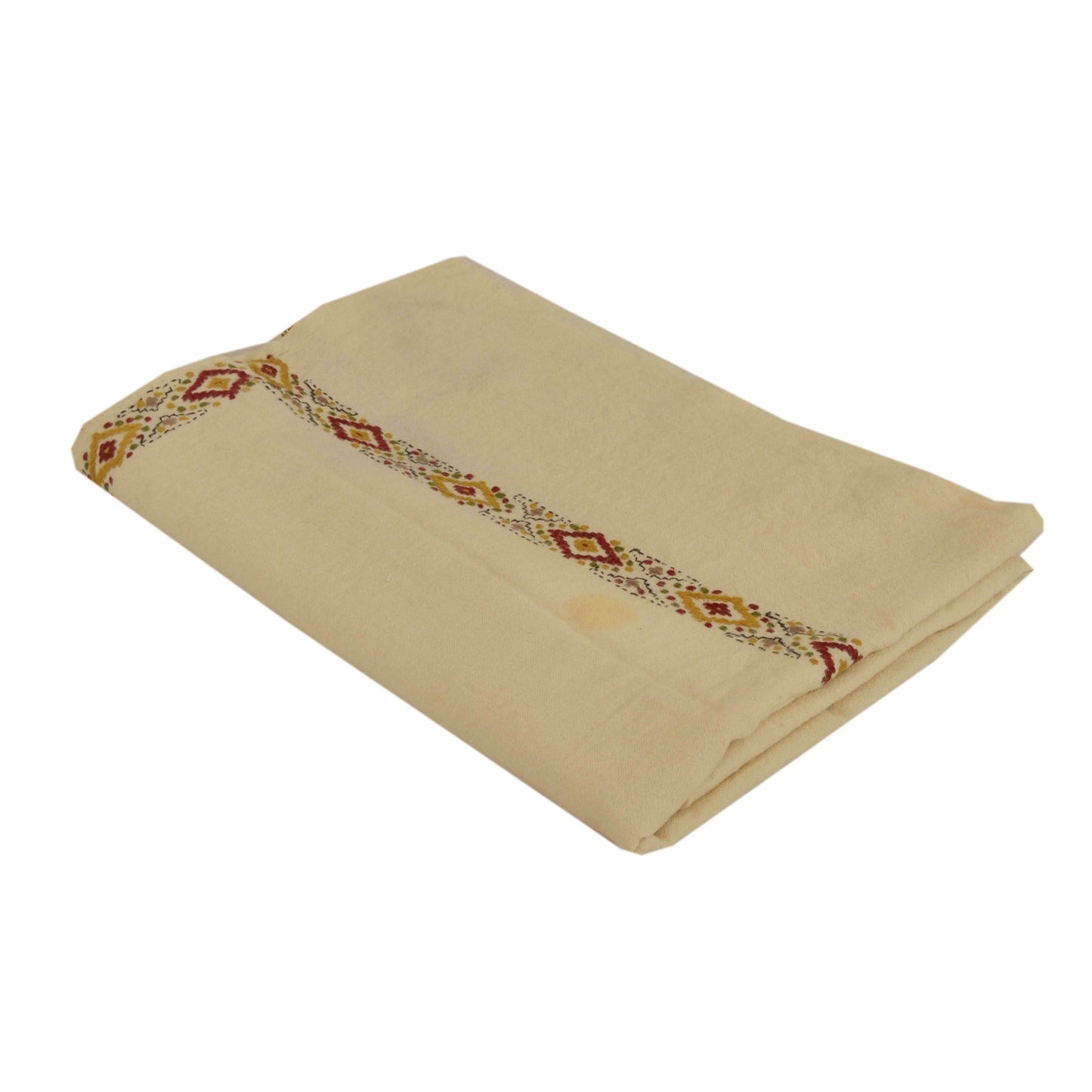Sanskriti Vintage Hand Embroidered Woolen Shawl Cream Stole Floral