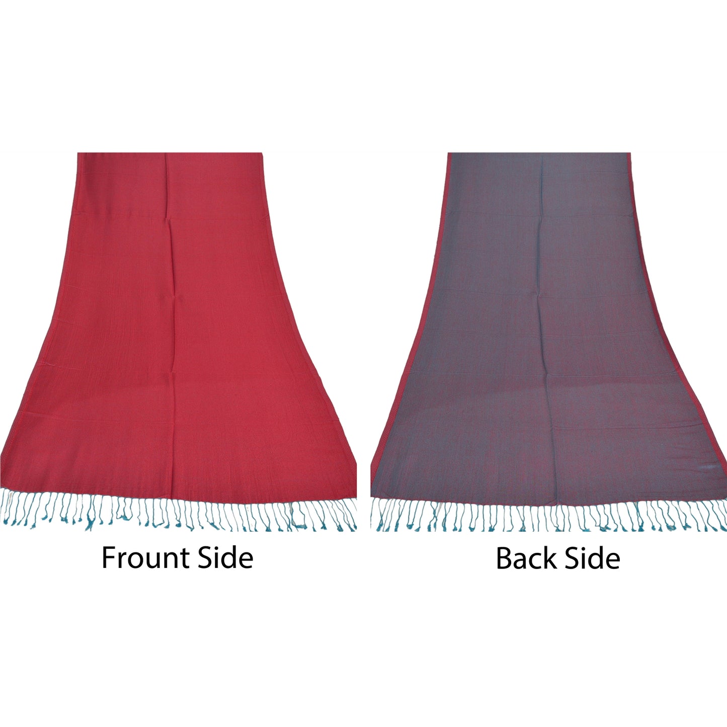 Sanskriti New Red Viscose Reversible Shawl Woven Work Long Stole Soft Scarf