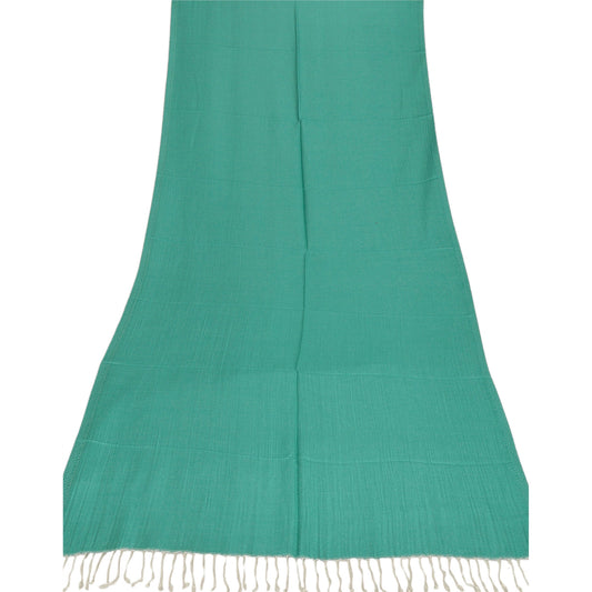 Sanskirti New Green Shawl Viscose Reversible Woven Work Long Soft Stole Scarf